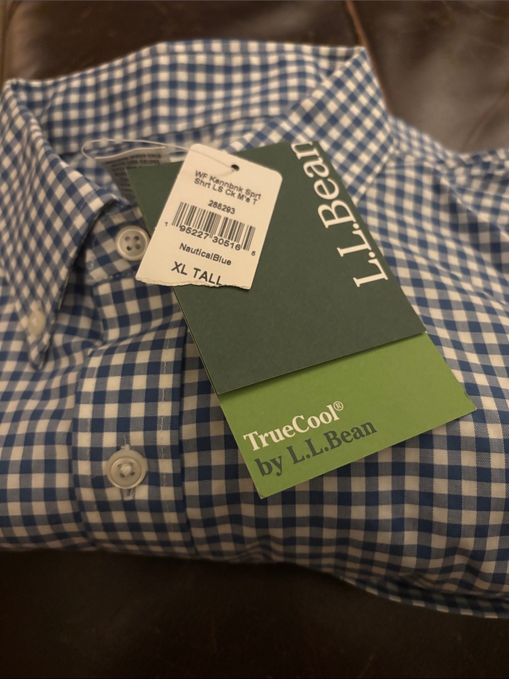 L.L. Bean Men's Button-Down Kennebunkport Shirt in Blue & White Gingham
